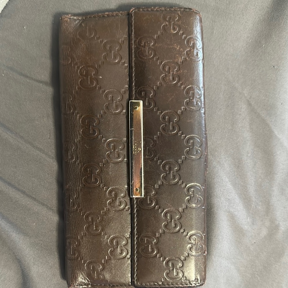 Gucci Brown leather GG Guccissima Embossed Leather Wallet